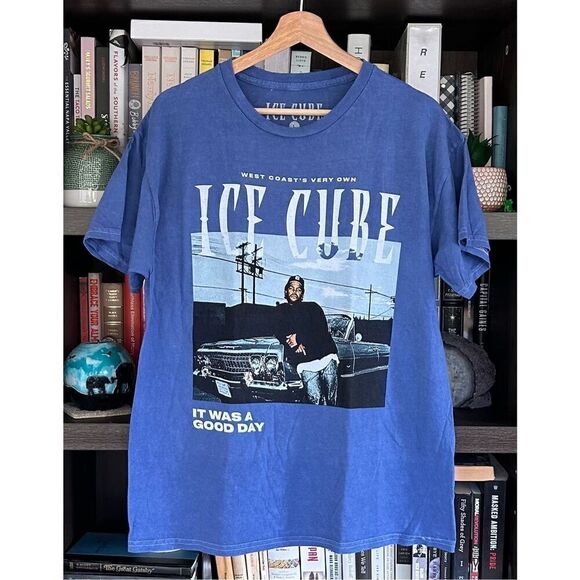 🐿️ NWOT Ice Cube Today Was A Good Day Mineral Blue Unisex Short Sleeve Tee Large - Picture 1 of 5